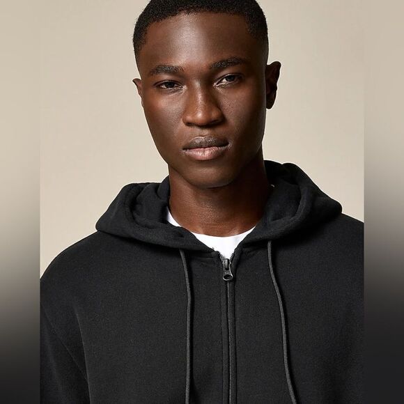 NWT J CREW Summit 11 oz. soft-knit fleece full-zip hoodie in black size XL - Picture 3 of 10